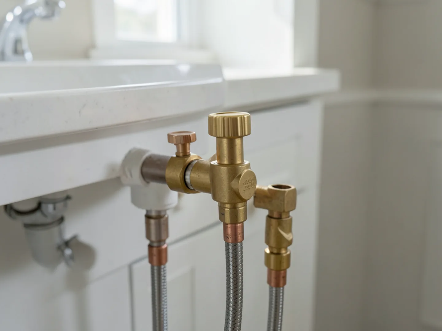 Upgrading under sink brass angle stops - Plumbing Services Upland CA