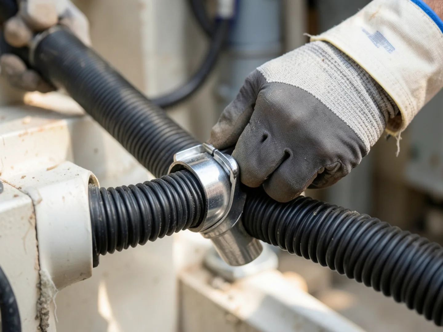 Installing dishwasher drain hose to disposal - Plumbing Services Upland CA