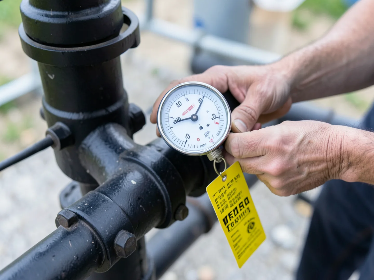 Testing gas pressure with analog manometer - Plumbing Services Upland CA