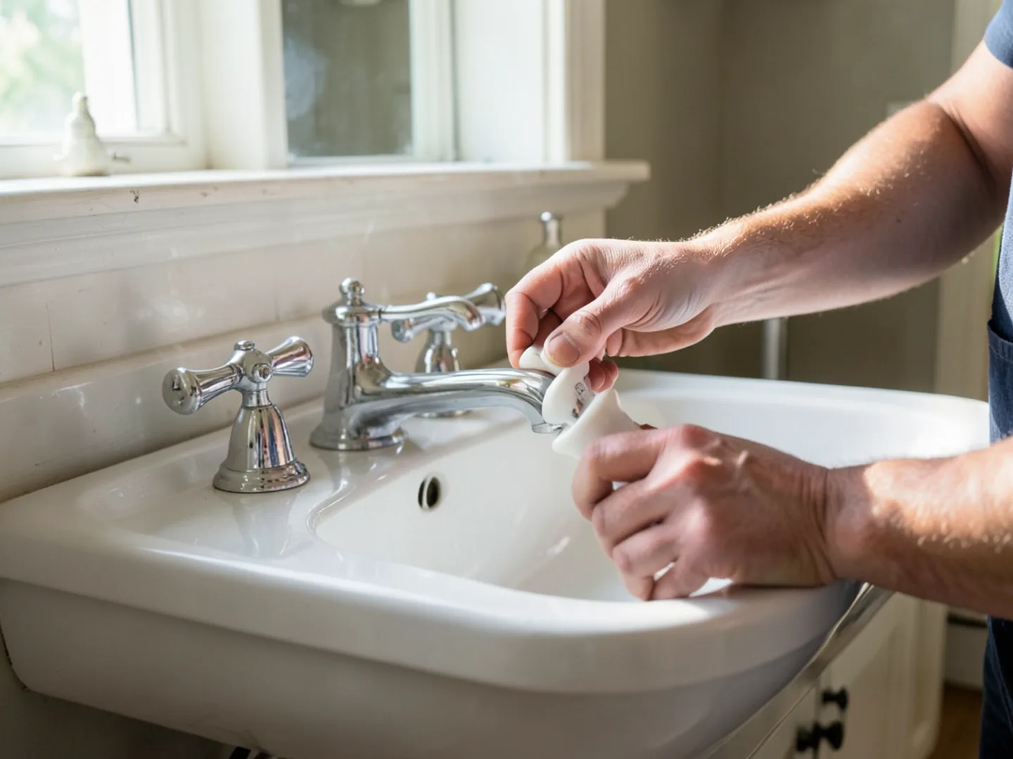 Restoring vintage pedestal sink faucet - Plumbing Services Upland CA