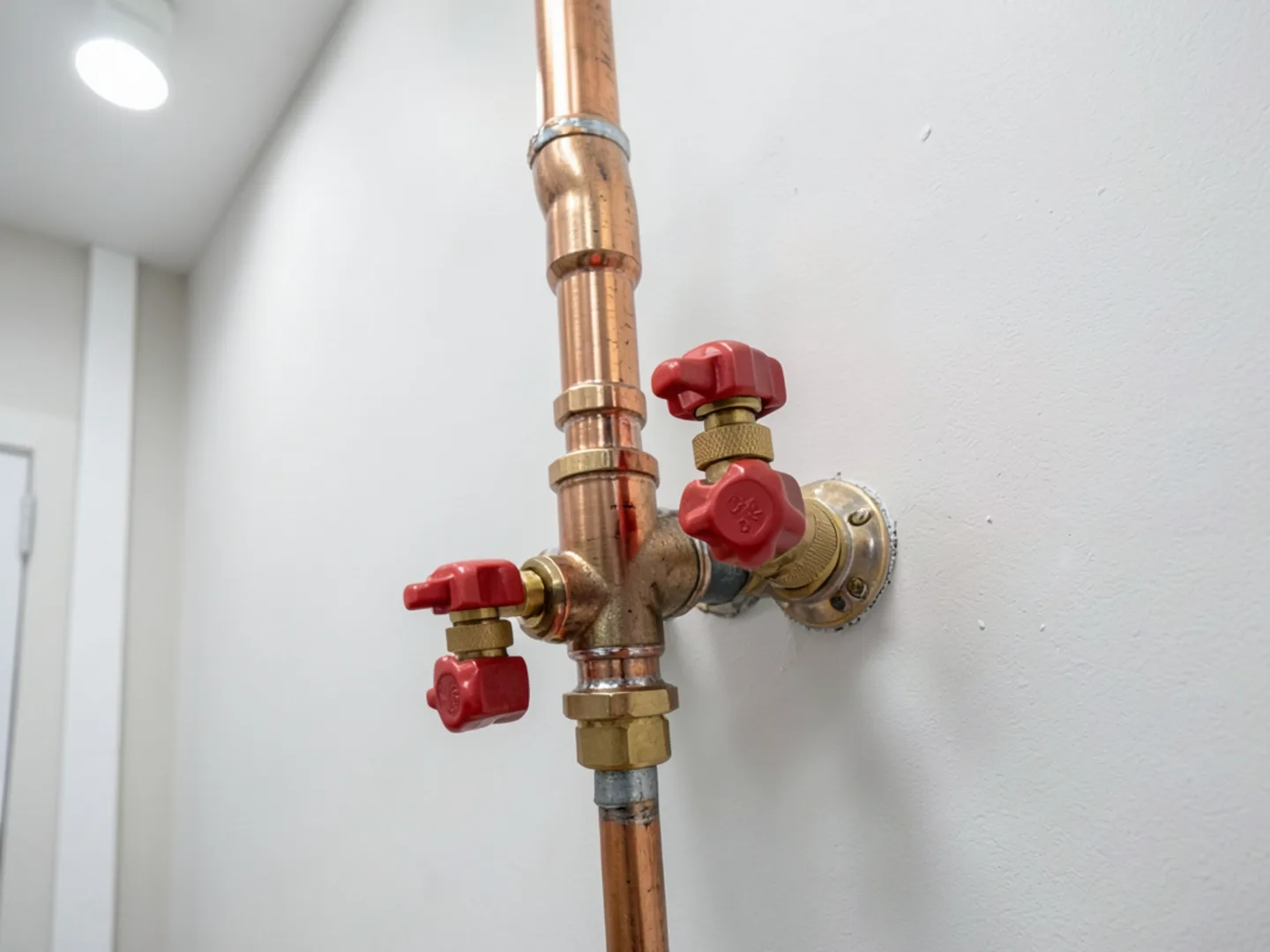 Completed residential copper pipe manifold installation in Upland CA