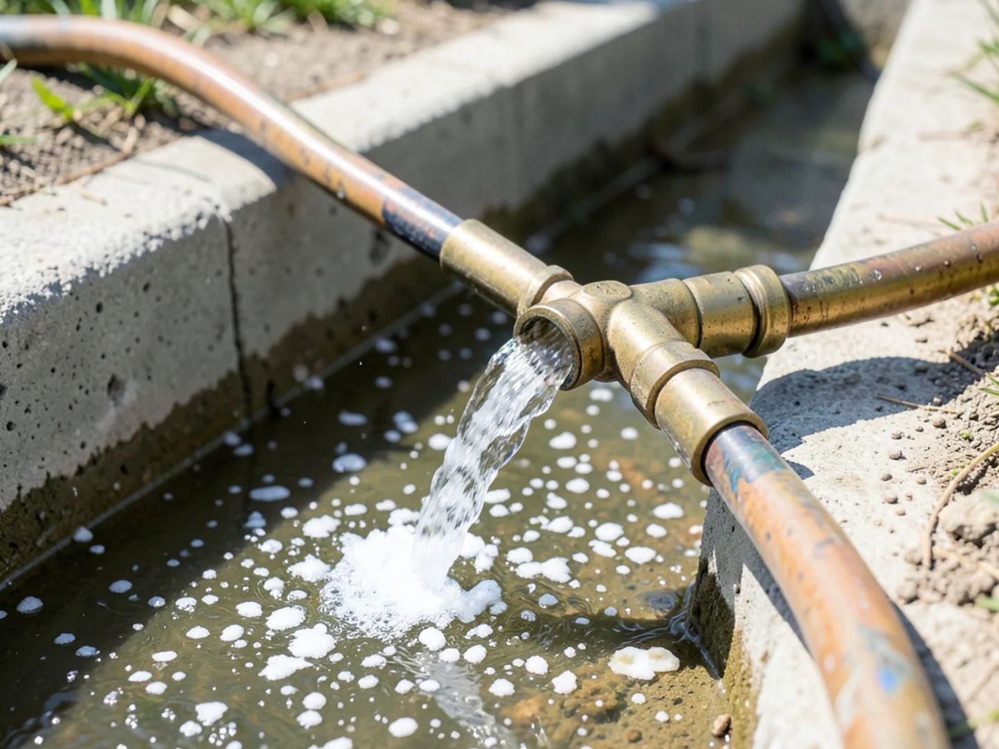 Flushing mineral sediment through garden hose - Plumbing Services Upland CA